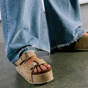 Free People Intentionally Blank Rule Breaker platform suede sandals